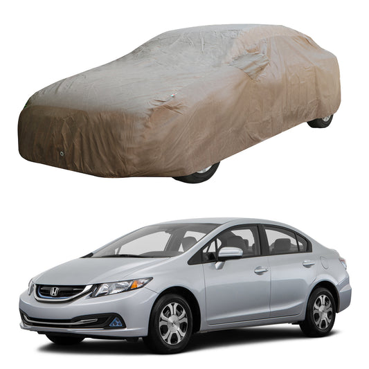 Oshotto Brown 100% Waterproof Car Body Cover with Mirror Pockets For Honda Civic