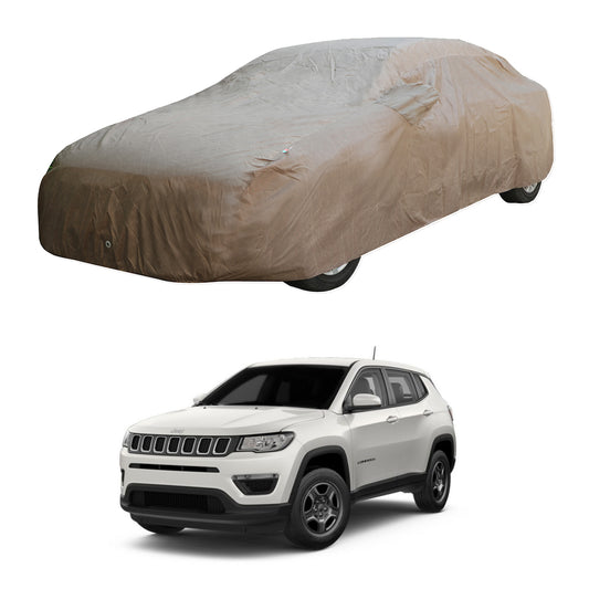 Oshotto Brown 100% Waterproof Car Body Cover with Mirror Pockets For Jeep Compass