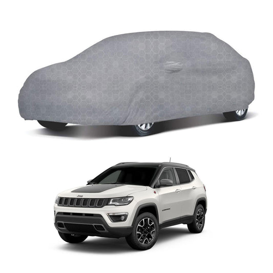 Oshotto 100% Dust Proof, Water Resistant Grey Car Body Cover with Mirror Pocket For Jeep Compass