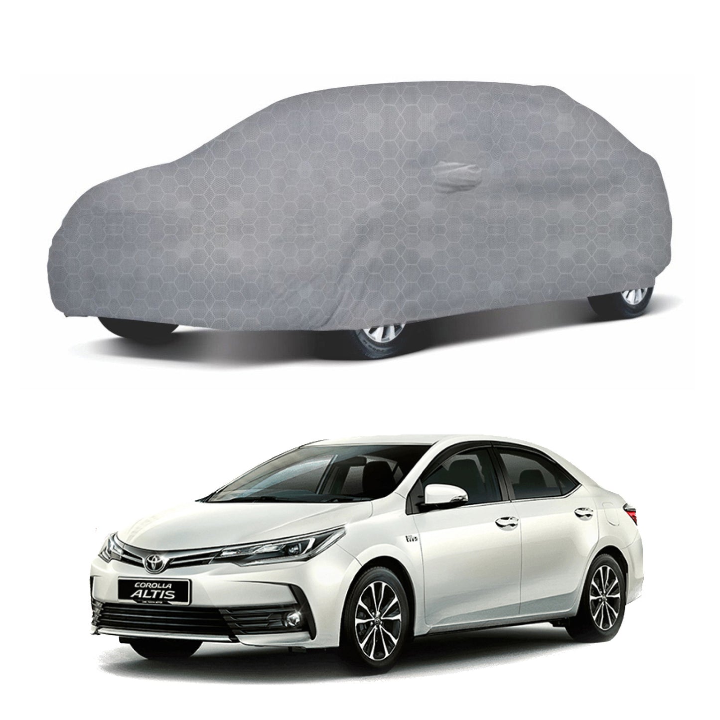 Oshotto 100% Dust Proof, Water Resistant Grey Car Body Cover with Mirror Pocket For Toyota Corolla Altis