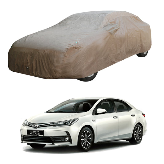 Oshotto Brown 100% Waterproof Car Body Cover with Mirror Pockets For Toyota Corolla Altis