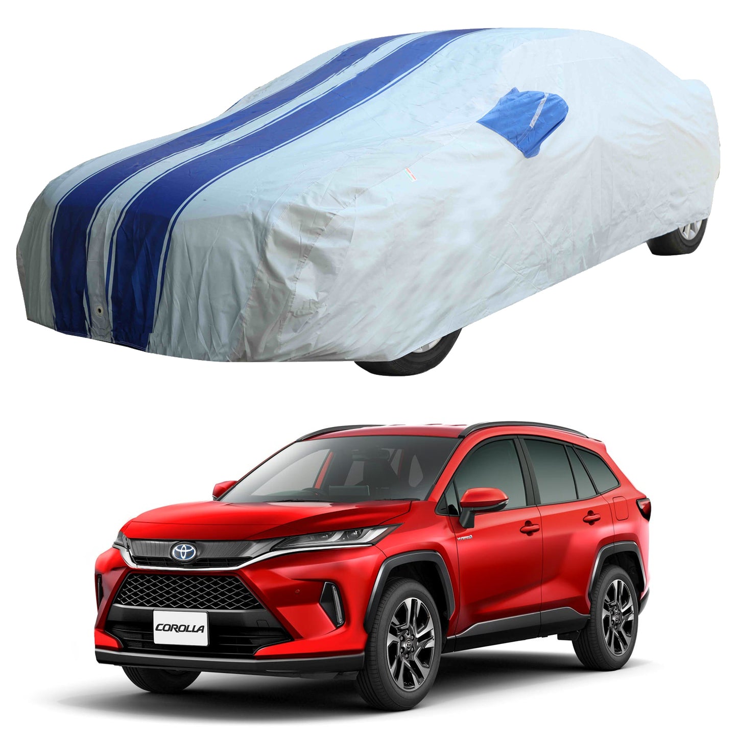 Oshotto 100% Blue dustproof and Water Resistant Car Body Cover with Mirror Pockets For Toyota Corolla