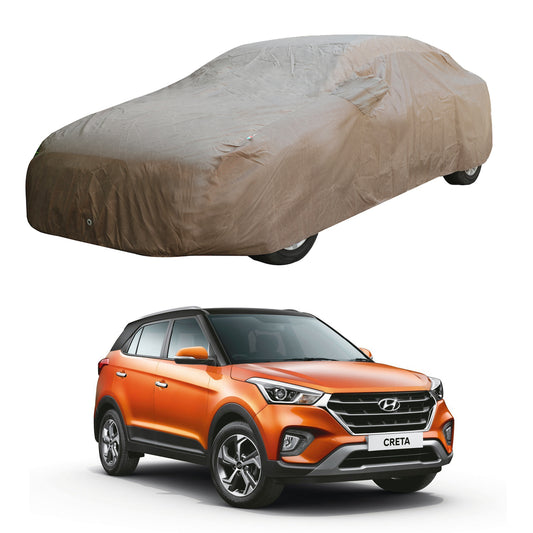 Oshotto Brown 100% Waterproof Car Body Cover with Mirror Pockets For Hyundai Creta (2015-2019) All Models