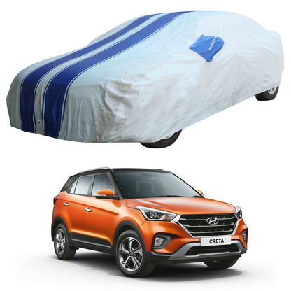 Oshotto 100% Blue dustproof and Water Resistant Car Body Cover with Mirror Pockets For Hyundai Creta (2015-2019) All Models