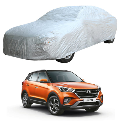 Oshotto Silvertech Car Body Cover (Without Mirror Pocket) For Hyundai Creta (2015-2019) - Silver