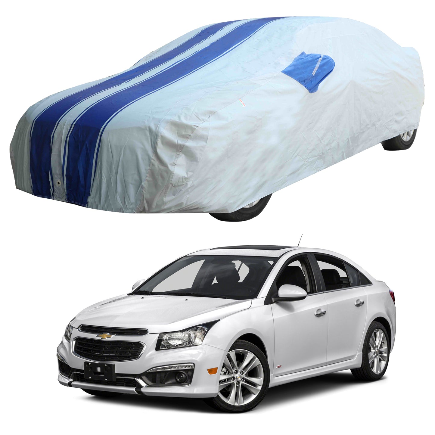 Oshotto 100% Blue dustproof and Water Resistant Car Body Cover with Mirror Pockets For Chevrolet Cruze