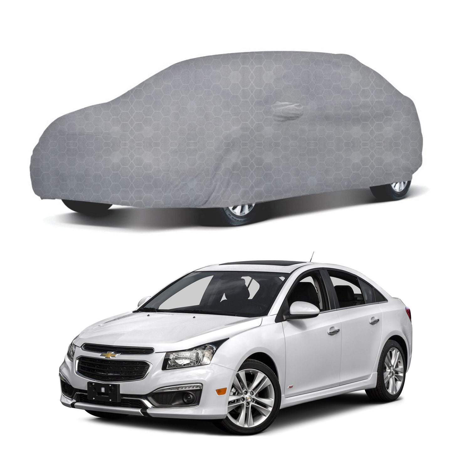 Oshotto 100% Dust Proof, Water Resistant Grey Car Body Cover with Mirror Pocket For Chevrolet Cruze