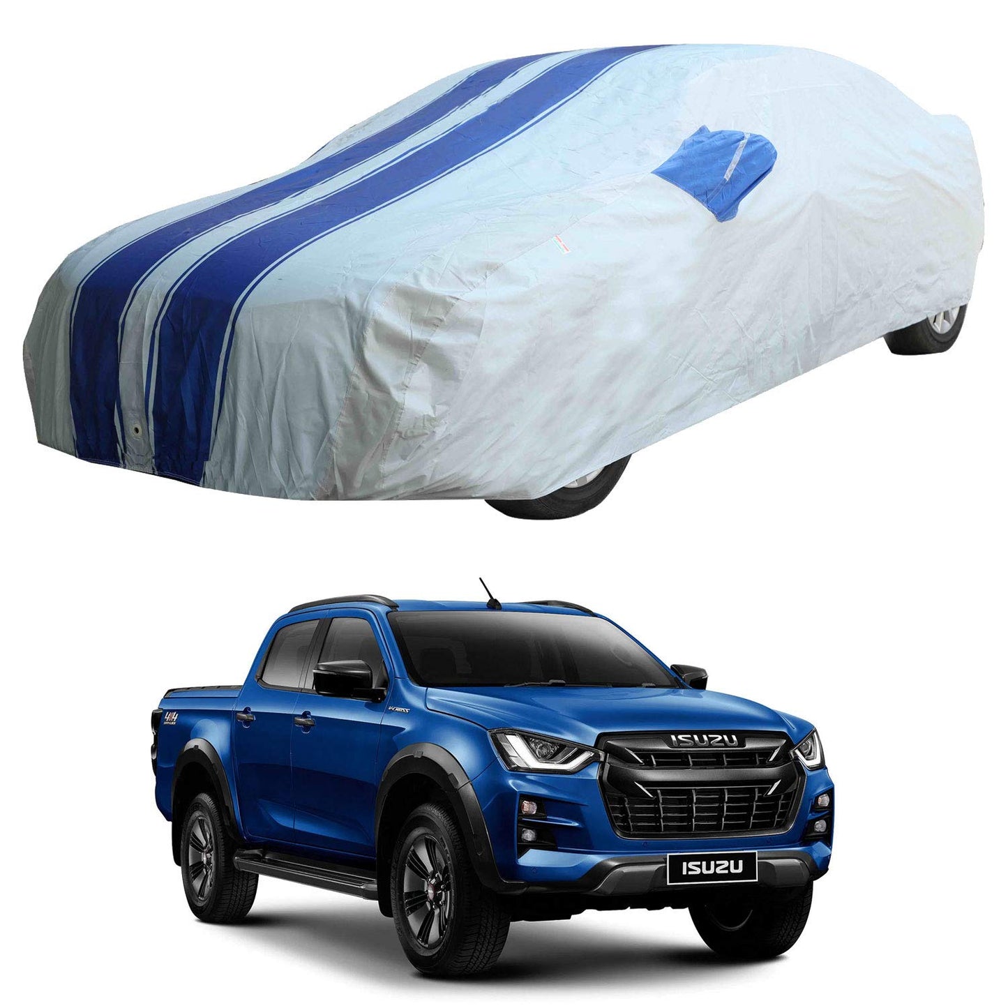 Oshotto 100% Blue dustproof and Water Resistant Car Body Cover with Mirror Pockets For Isuzu D-Max V-Cross
