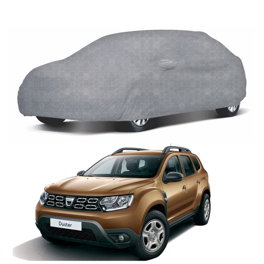 Oshotto 100% Dust Proof, Water Resistant Grey Car Body Cover with Mirror Pocket For Renault Duster