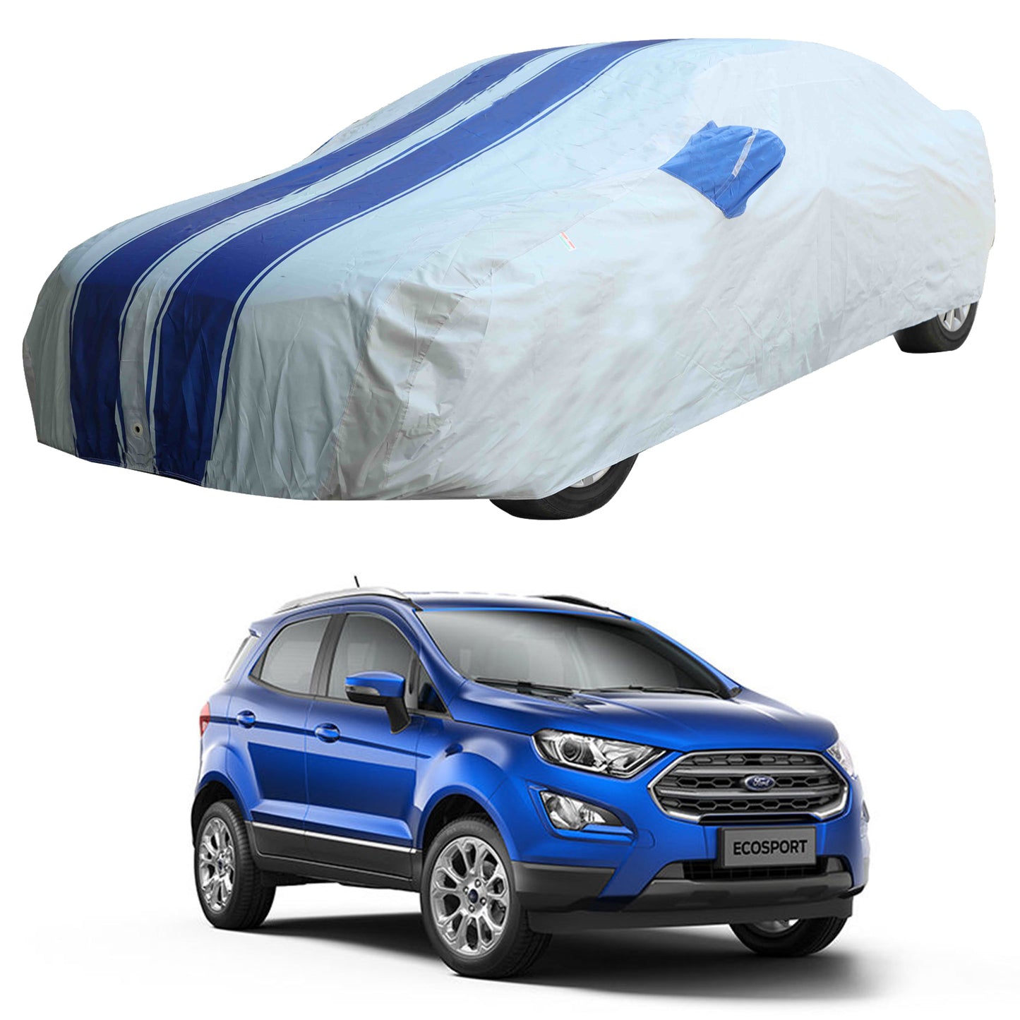 Oshotto 100% Blue dustproof and Water Resistant Car Body Cover with Mirror Pockets For Ford Ecosports