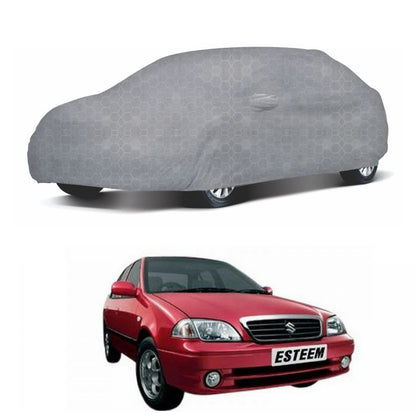 Oshotto 100% Dust Proof, Water Resistant Grey Car Body Cover with Mirror Pocket For Maruti Suzuki Esteem