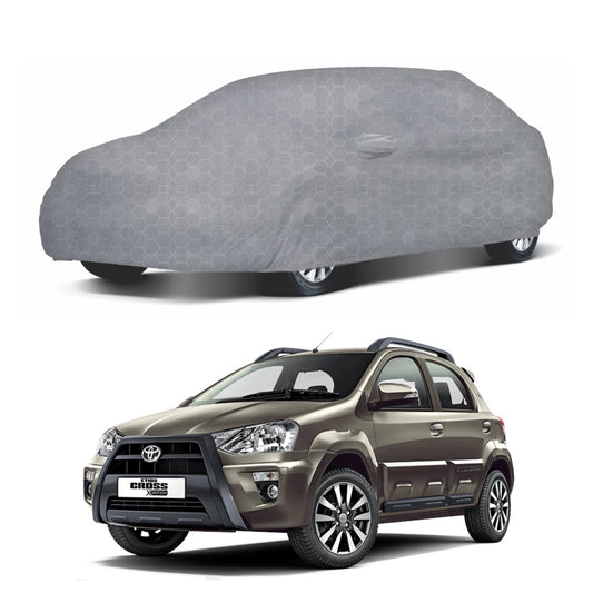 Oshotto 100% Dust Proof, Water Resistant Grey Car Body Cover with Mirror Pocket for Toyota Etios Cross