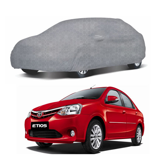 Oshotto 100% Dust Proof, Water Resistant Grey Car Body Cover with Mirror Pocket For Toyota Etios