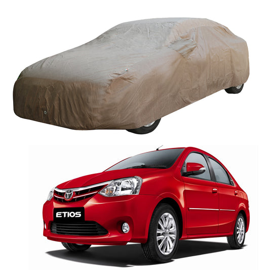 Oshotto Brown 100% Waterproof Car Body Cover with Mirror Pockets For Toyota Etios