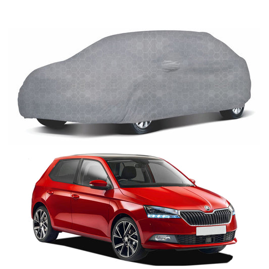 Oshotto 100% Dust Proof, Water Resistant Grey Car Body Cover with Mirror Pocket For Skoda Fabia