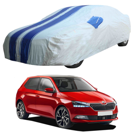 Oshotto 100% Blue dustproof and Water Resistant Car Body Cover with Mirror Pockets For Skoda Fabia