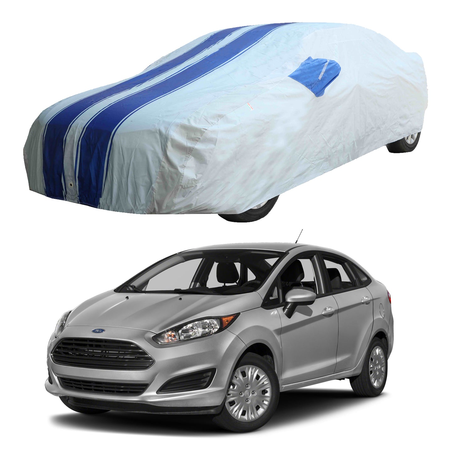 Oshotto 100% Blue dustproof and Water Resistant Car Body Cover with Mirror Pockets For Ford Fiesta