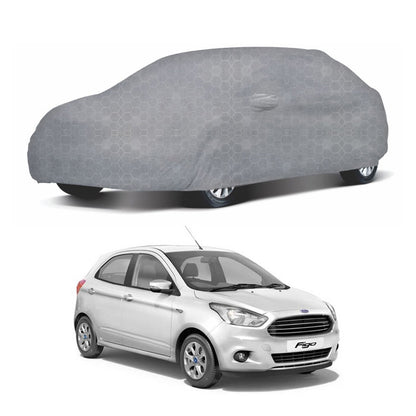 Oshotto 100% Dust Proof, Water Resistant Grey Car Body Cover with Mirror Pocket For Ford Figo
