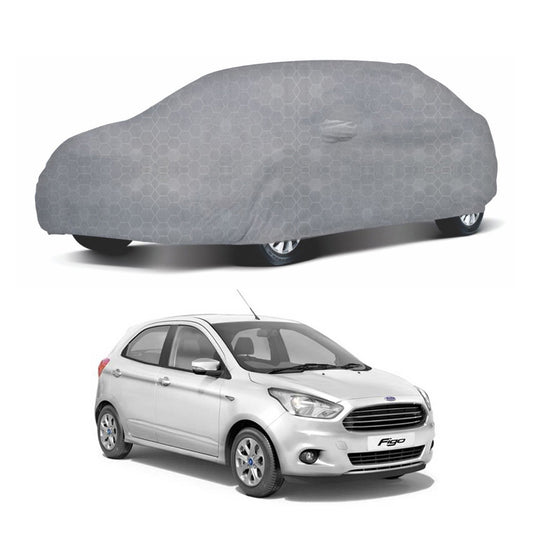 Oshotto 100% Dust Proof, Water Resistant Grey Car Body Cover with Mirror Pocket For Ford Figo