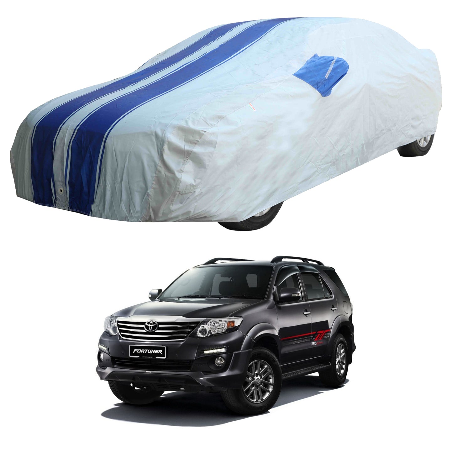 Oshotto 100% Blue dustproof and Water Resistant Car Body Cover with Mirror Pockets For Toyota Fortuner