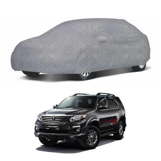 Oshotto 100% Dust Proof, Water Resistant Grey Car Body Cover with Mirror Pocket For Toyota Fortuner