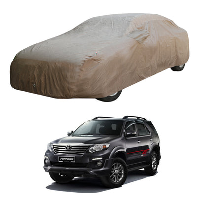 Oshotto Brown 100% Waterproof Car Body Cover with Mirror Pockets For Toyota Fortuner