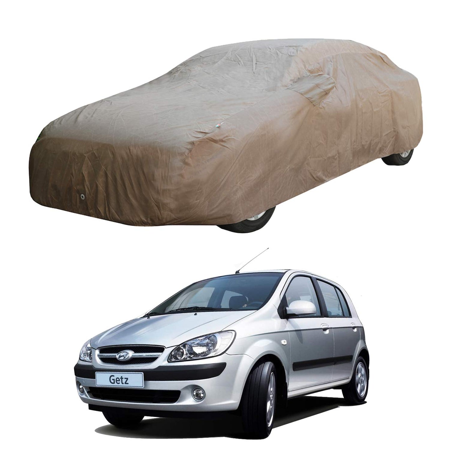 Oshotto Brown 100% Waterproof Car Body Cover with Mirror Pockets For Hyundai Getz