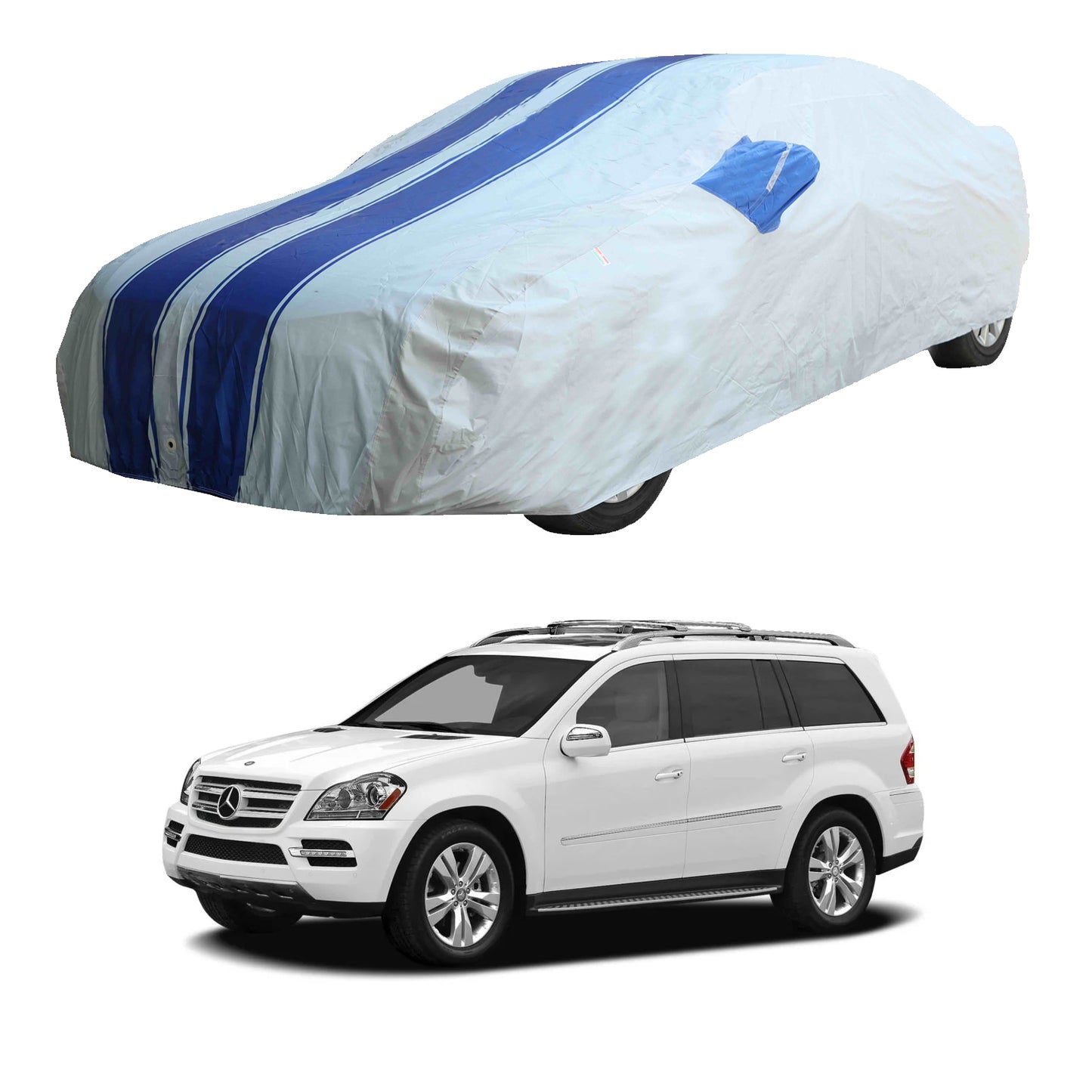 Oshotto 100% Blue dustproof and Water Resistant Car Body Cover with Mirror Pockets For Mercedes Benz GL/GLS