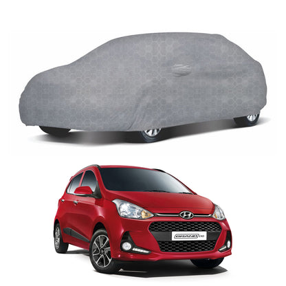 Oshotto 100% Dust Proof, Water Resistant Grey Car Body Cover with Mirror Pocket For Hyundai i10 Grand