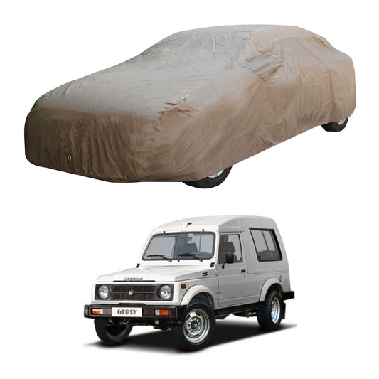 Oshotto Brown 100% Waterproof Car Body Cover with Mirror Pockets For Maruti Suzuki Gypsy