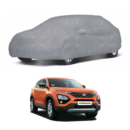 Oshotto 100% Dust Proof, Water Resistant Grey Car Body Cover with Mirror Pocket For Tata Harrier