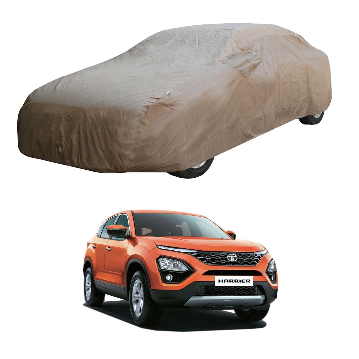 Oshotto Brown 100% Waterproof Car Body Cover with Mirror Pockets For Tata Harrier