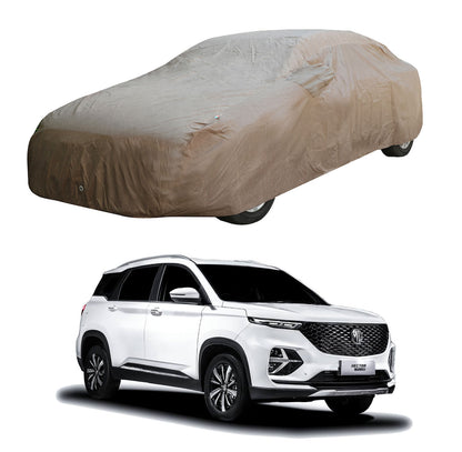 Oshotto Brown 100% Waterproof Car Body Cover with Mirror Pockets For MG Hector Plus