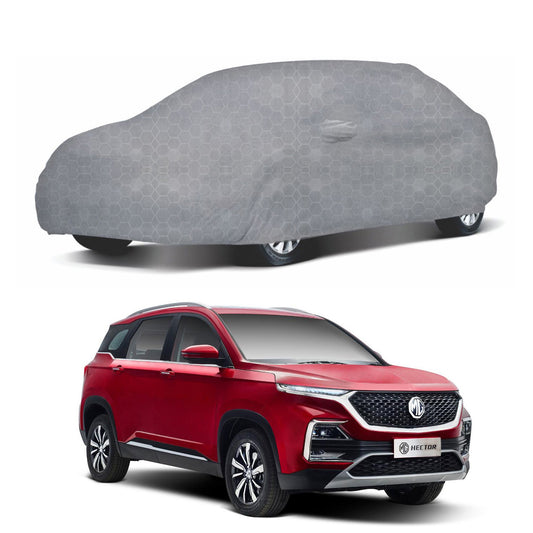 Oshotto 100% Dust Proof, Water Resistant Grey Car Body Cover with Mirror Pocket For MG Hector