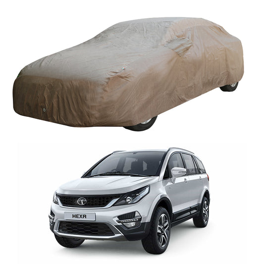 Oshotto Brown 100% Waterproof Car Body Cover with Mirror Pockets For Tata Hexa