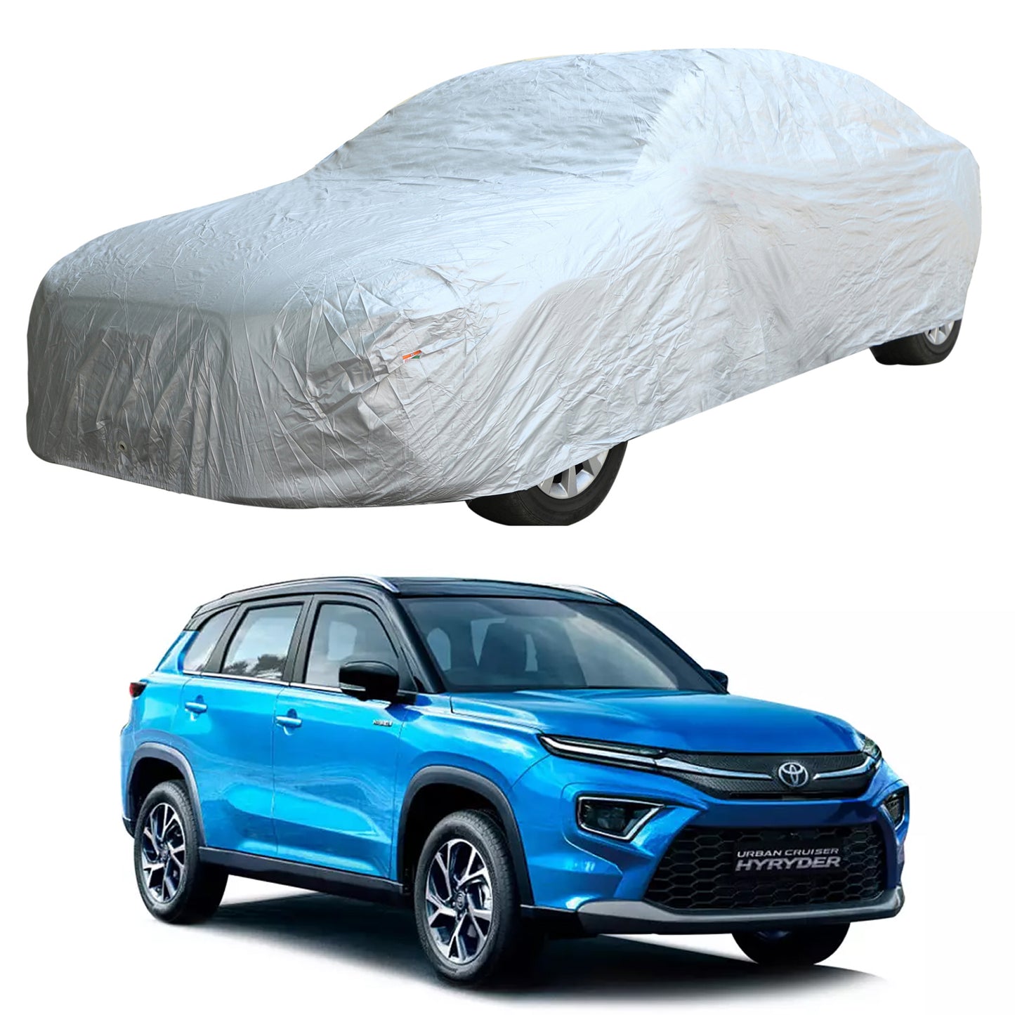 Oshotto Silvertech Car Body Cover (Without Mirror Pocket) For Toyota Urban Cruiser Hyryder 2022 Onwards - Silver