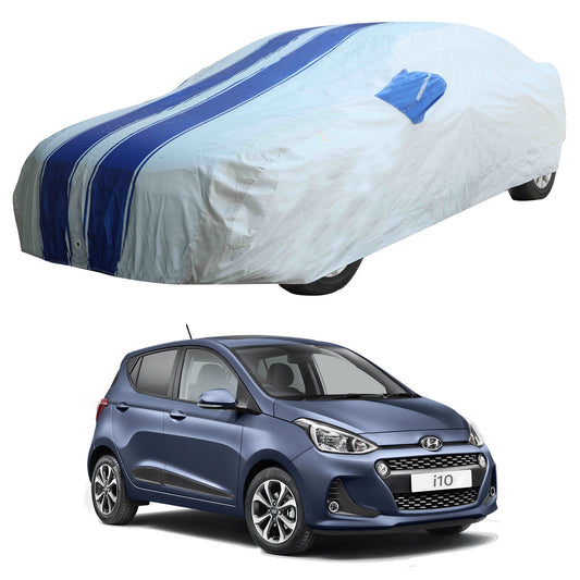 Oshotto 100% Blue dustproof and Water Resistant Car Body Cover with Mirror Pockets For Hyundai i10