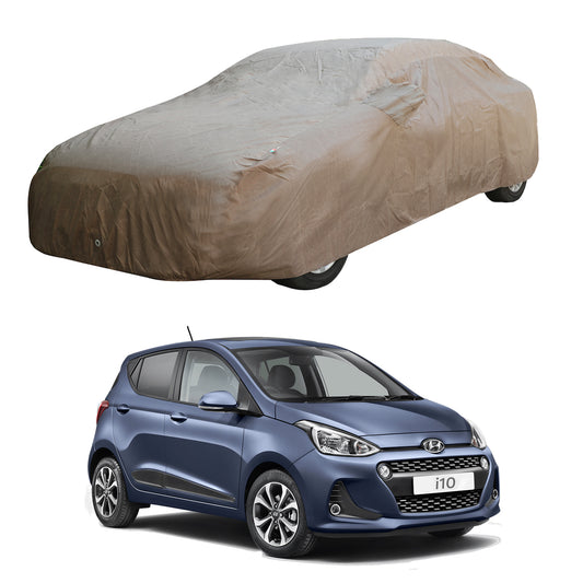 Oshotto Brown 100% Waterproof Car Body Cover with Mirror Pockets For Hyundai i10