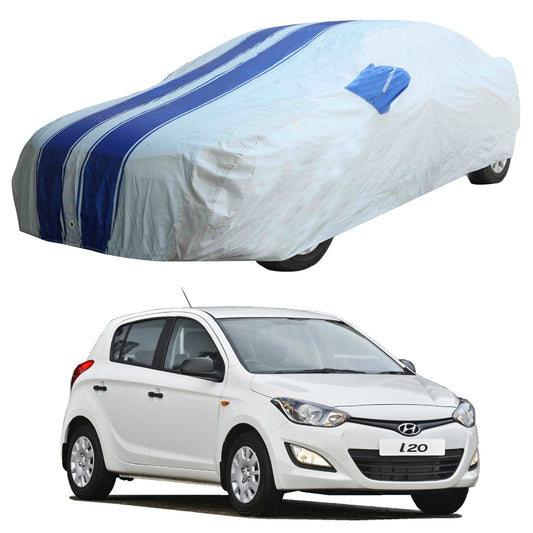 Oshotto 100% Blue dustproof and Water Resistant Car Body Cover with Mirror Pockets For Hyundai i20 (2008-2012)