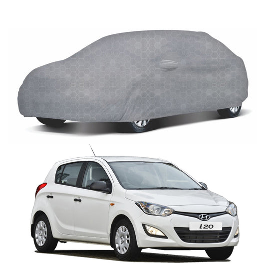 Oshotto 100% Dust Proof, Water Resistant Grey Car Body Cover with Mirror Pocket For Hyundai i20 (2008-2012) Model