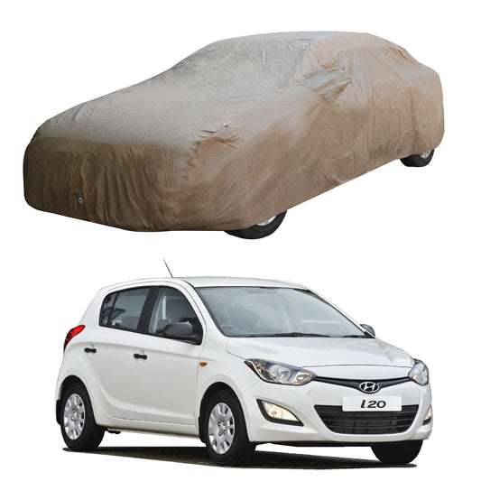 Oshotto Brown 100% Waterproof Car Body Cover with Mirror Pockets For Hyundai i20 (2008-2012)