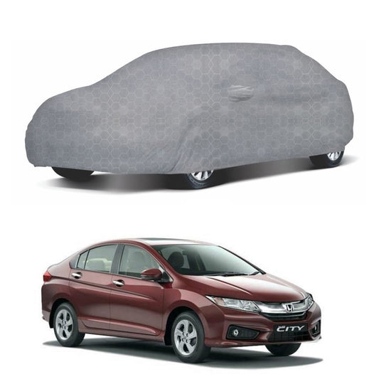 Oshotto 100% Dust Proof, Water Resistant Grey Car Body Cover with Mirror Pocket For Honda City Idtech 2014-2023