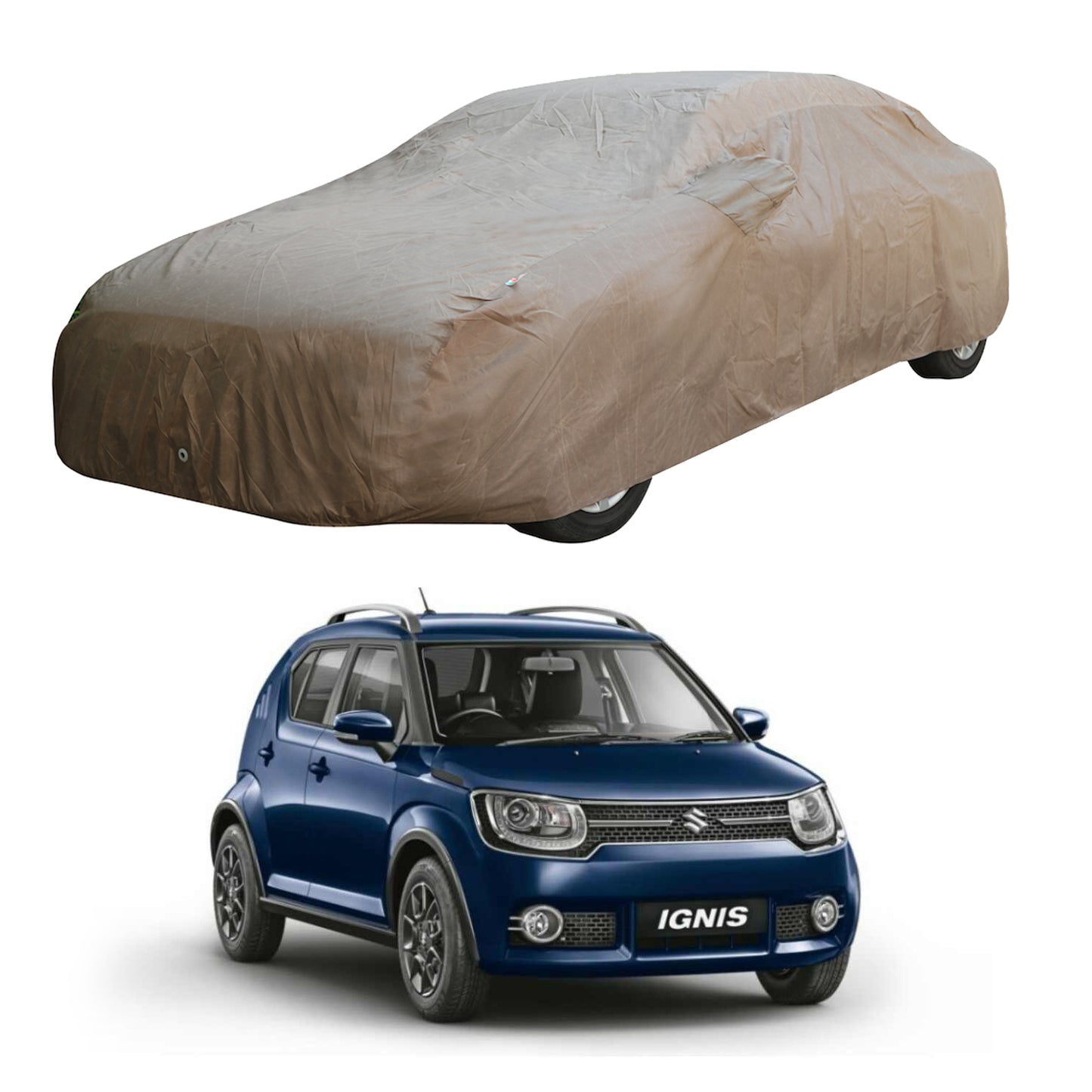 Oshotto Brown 100% Waterproof Car Body Cover with Mirror Pockets For Maruti Suzuki Ignis