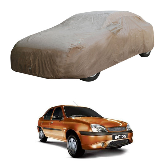 Oshotto Brown 100% Waterproof Car Body Cover with Mirror Pockets For Ford Ikon