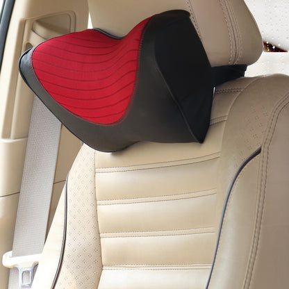 Oshotto Memory Foam (NR-05) Car Neck Rest, Neck Support for All Cars (Black, Red)