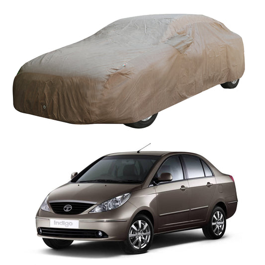 Oshotto Brown 100% Waterproof Car Body Cover with Mirror Pockets For Tata Indigo