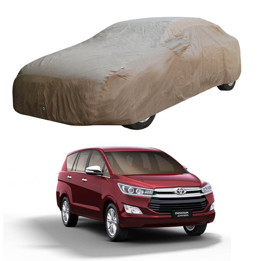 Oshotto Brown 100% Waterproof Car Body Cover with Mirror Pockets For Toyota Innova Crysta