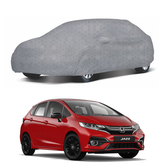 Oshotto 100% Dust Proof, Water Resistant Grey Car Body Cover with Mirror Pocket For Honda Jazz