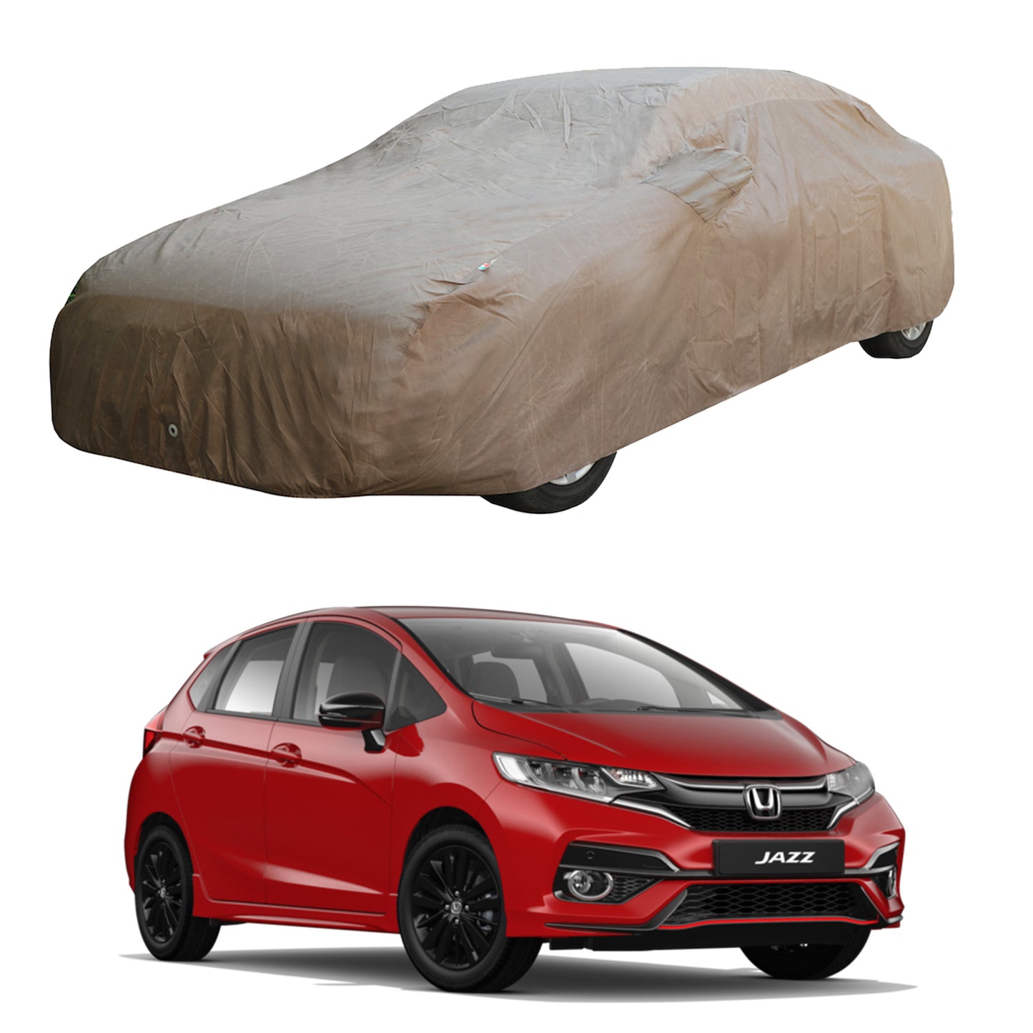 Oshotto Brown 100% Waterproof Car Body Cover with Mirror Pockets For Honda Jazz