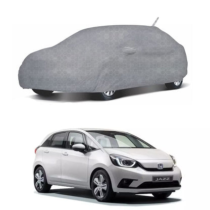 Oshotto 100% Dust Proof, Water Resistant Grey Car Body Cover with Mirror & Antenna Pocket For Honda Jazz